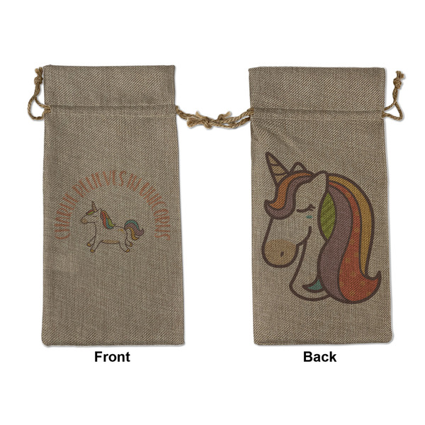 Custom Unicorns Large Burlap Gift Bag - Front & Back (Personalized)