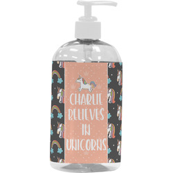 Unicorns Plastic Soap / Lotion Dispenser (16 oz - Large - White) (Personalized)