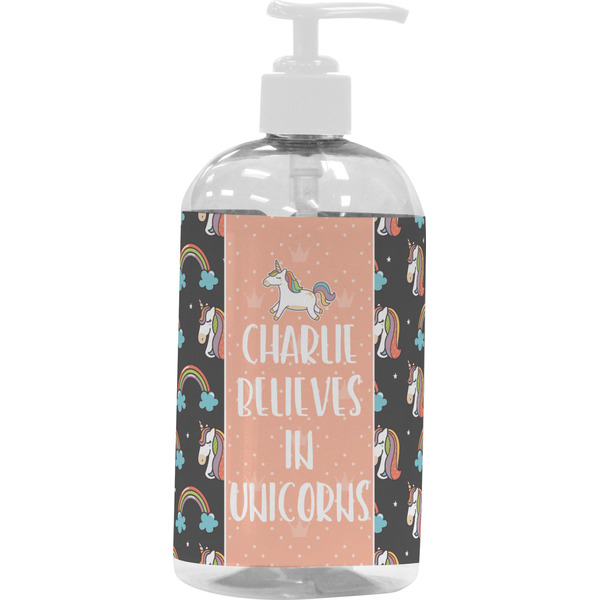 Custom Unicorns Plastic Soap / Lotion Dispenser (16 oz - Large - White) (Personalized)