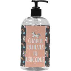 Unicorns Plastic Soap / Lotion Dispenser (16 oz - Large - Black) (Personalized)