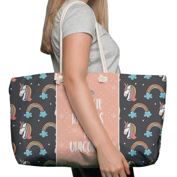 Unicorns Large Rope Tote Bag - In Context View