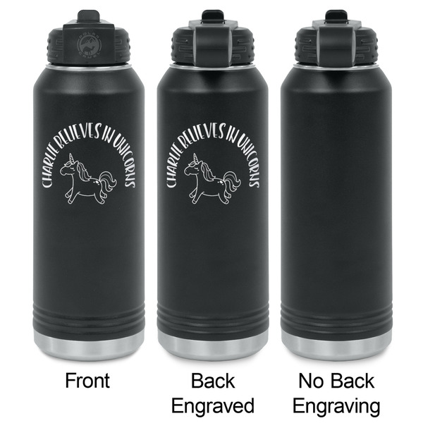 Unicorns Laser Engraved Water Bottles - 2 Styles - Front & Back View