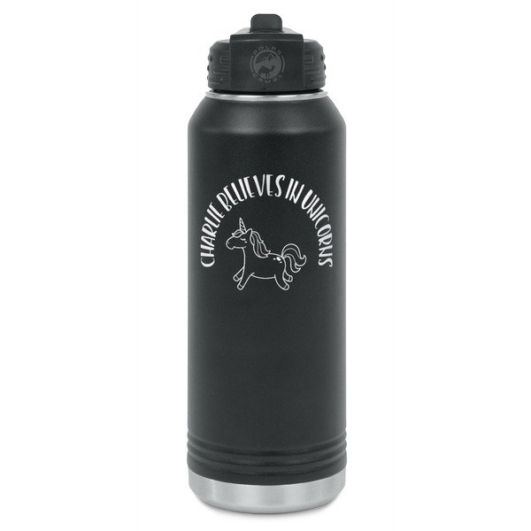 Custom Unicorns Water Bottle - Laser Engraved - Front (Personalized)