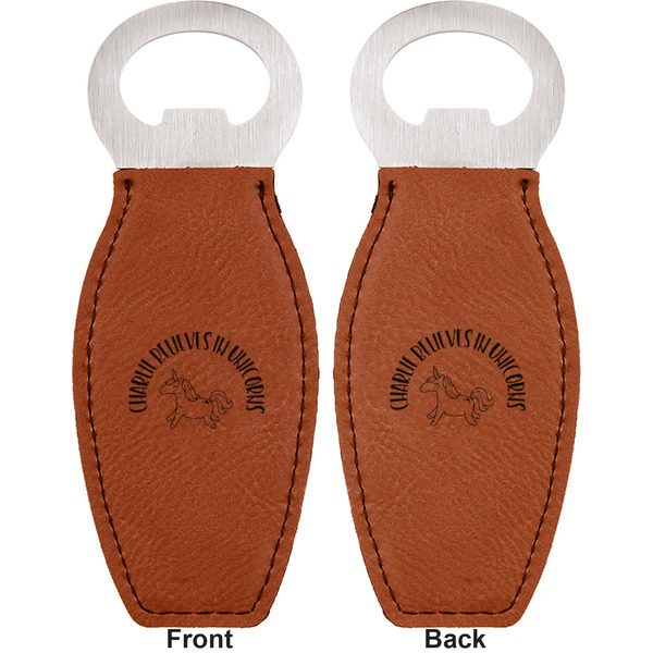 Unicorns Leather Bar Bottle Opener - Front and Back