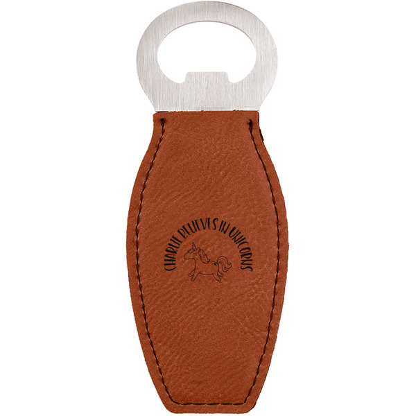 Custom Unicorns Leatherette Bottle Opener - Double Sided (Personalized)