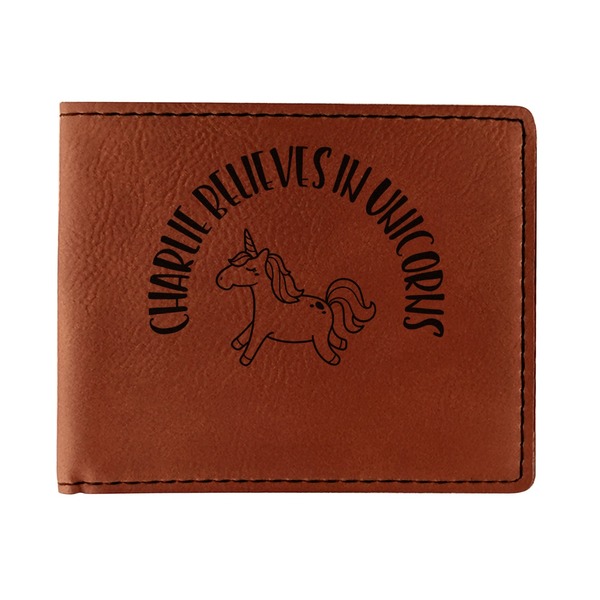 Custom Unicorns Leatherette Bifold Wallet - Single Sided (Personalized)