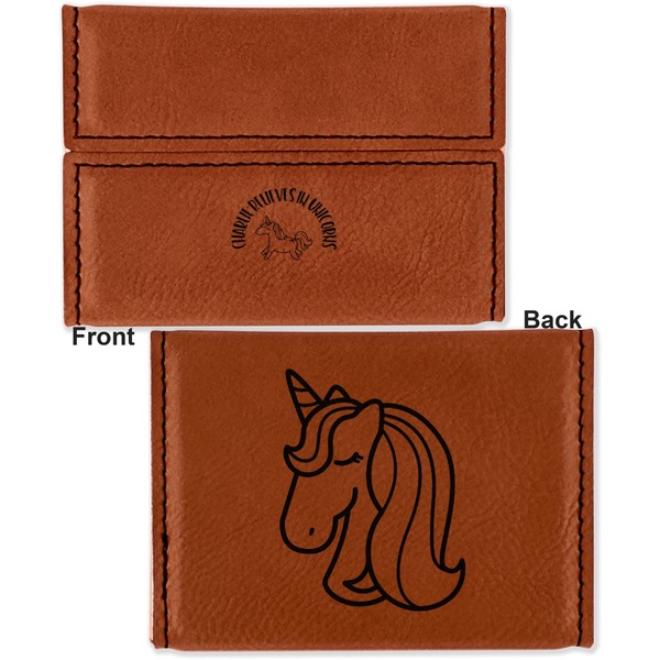 Unicorns Leather Business Card Holder - Front Back