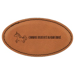 Unicorns Leatherette Oval Name Badge with Magnet (Personalized)