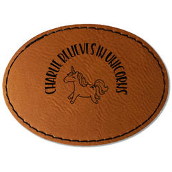 Unicorns Faux Leather Iron On Patch - Oval (Personalized)