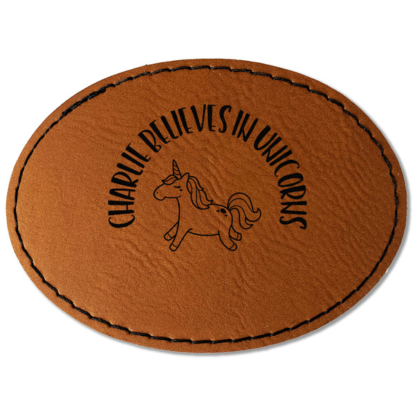Custom Unicorns Faux Leather Iron On Patch - Oval (Personalized)