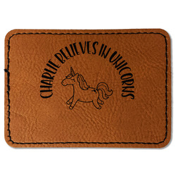 Unicorns Faux Leather Iron On Patch - Rectangle (Personalized)