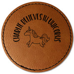 Unicorns Faux Leather Iron On Patch - Round (Personalized)