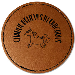 Unicorns Faux Leather Iron On Patch - Round (Personalized)