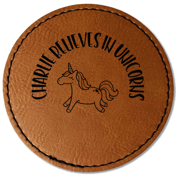 Custom Unicorns Faux Leather Iron On Patch - Round (Personalized)
