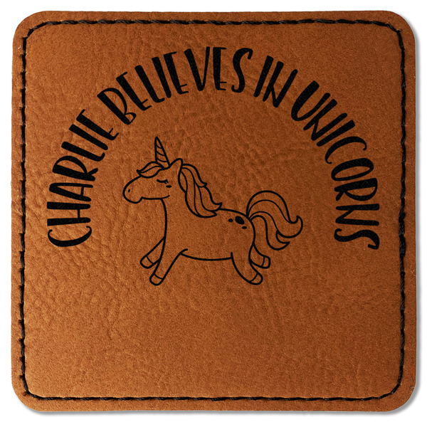 Custom Unicorns Faux Leather Iron On Patch - Square (Personalized)