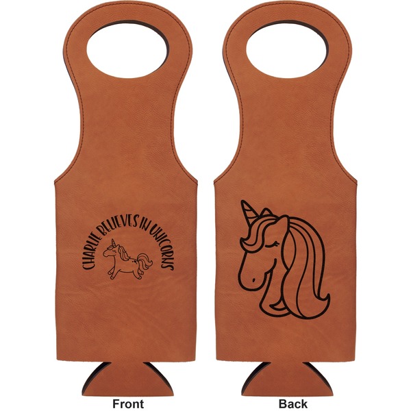 Unicorns Leatherette Wine Tote Double Sided - Front and Back