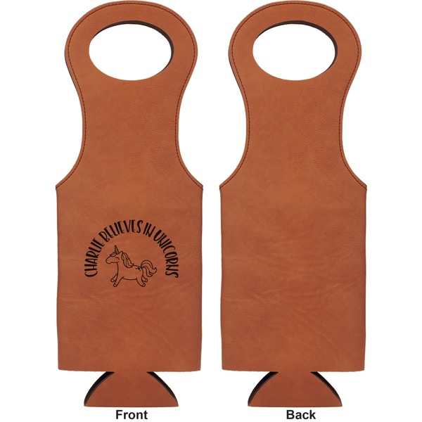Unicorns Leatherette Wine Tote Single Sided - Front and Back