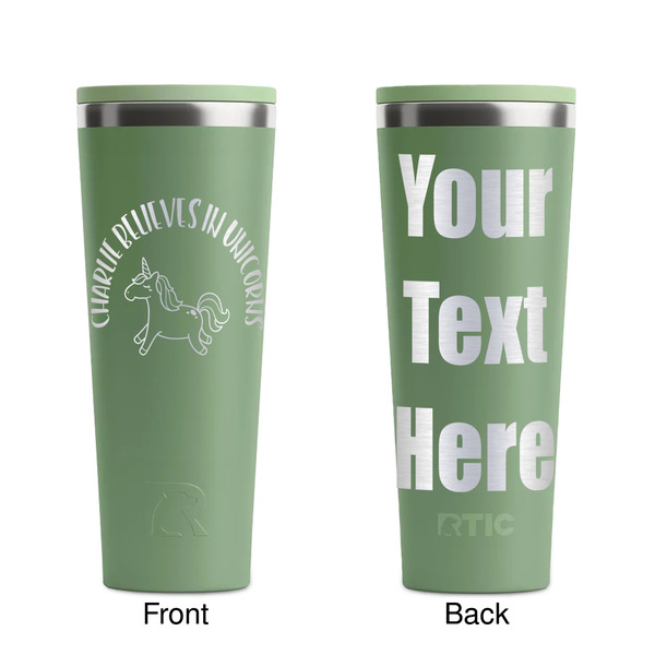 Unicorns Light Green RTIC Everyday Tumbler - 28 oz. - Front and Back