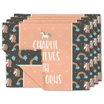 Unicorns Double-Sided Linen Placemat - Set of 4 w/ Name or Text