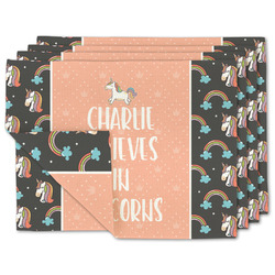 Unicorns Double-Sided Linen Placemat - Set of 4 w/ Name or Text