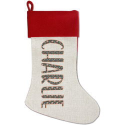 Unicorns Red Linen Stocking (Personalized)