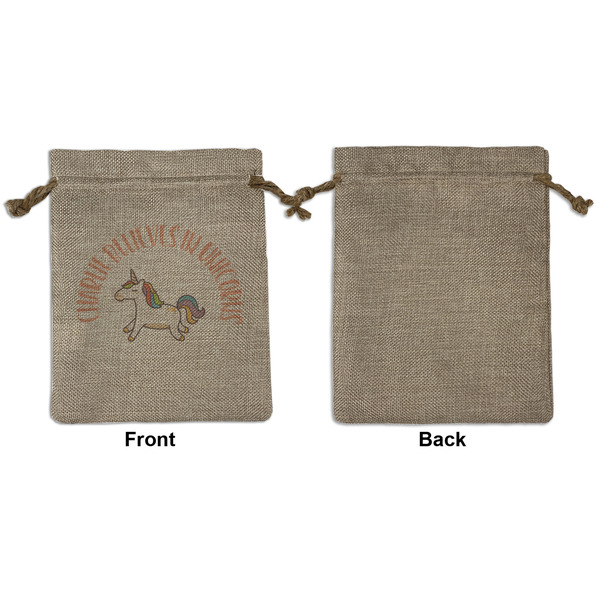 Unicorns Medium Burlap Gift Bag - Front Approval
