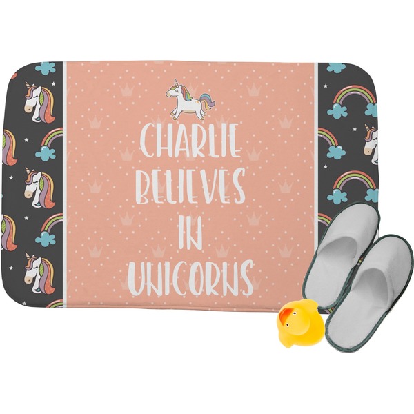Custom Unicorns Memory Foam Bath Mat - 34"x21" (Personalized)
