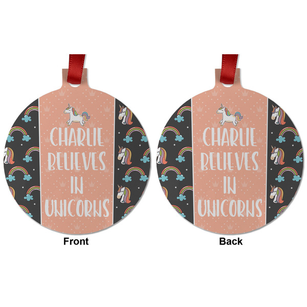 Unicorns Metal Ball Ornament - Front and Back