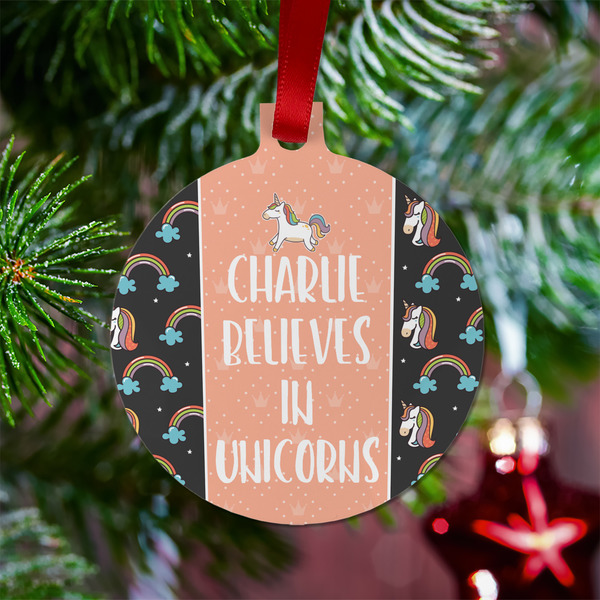 Unicorns Metal Ball Ornament - Lifestyle