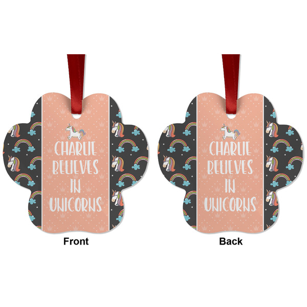 Unicorns Metal Paw Ornament - Front and Back