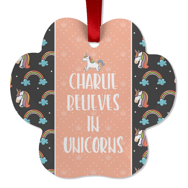 Custom Unicorns Metal Paw Ornament - Double Sided w/ Name or Text