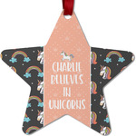 Unicorns Metal Star Ornament - Double Sided w/ Name or Text
