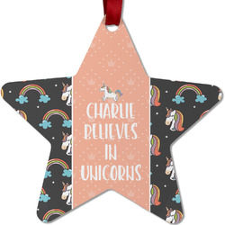 Unicorns Metal Star Ornament - Double Sided w/ Name or Text