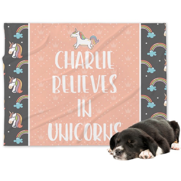 Custom Unicorns Dog Blanket - Large (Personalized)