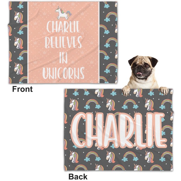 Unicorns Microfleece Dog Blanket - Regular - Front & Back