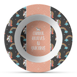 Unicorns Plastic Bowl - Microwave Safe - Composite Polymer (Personalized)