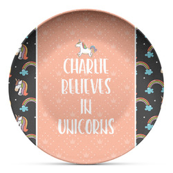 Unicorns Microwave Safe Plastic Plate - Composite Polymer (Personalized)