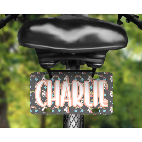 Unicorns Mini License Plate on Bicycle