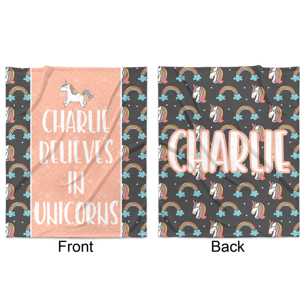 Unicorns Minky Blanket - 50"x60" - Double Sided - Front & Back