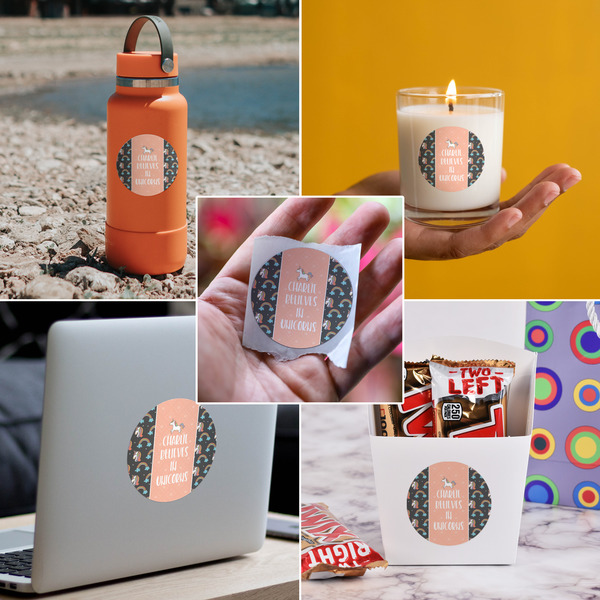 Unicorns Multipurpose Round Labels - In Context