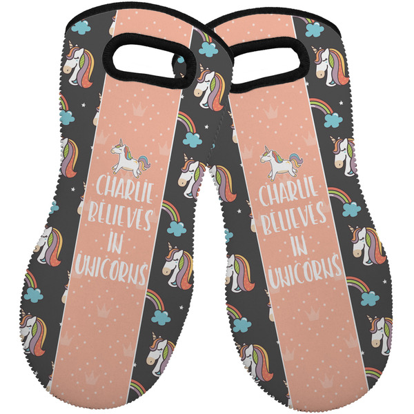 Custom Unicorns Neoprene Oven Mitts - Set of 2 w/ Name or Text