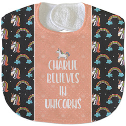 Unicorns Velour Baby Bib w/ Name or Text
