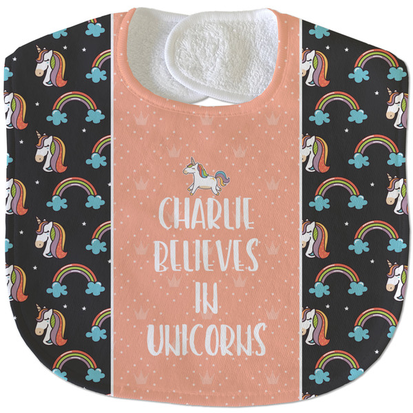 Custom Unicorns Velour Baby Bib w/ Name or Text