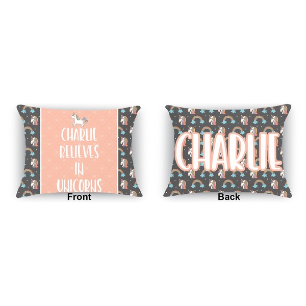 Unicorns Outdoor Rectangular Throw Pillow (Front and Back)