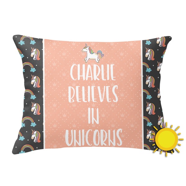 Custom Unicorns Outdoor Throw Pillow (Rectangular) (Personalized)
