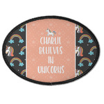 Unicorns Iron On Oval Patch w/ Name or Text