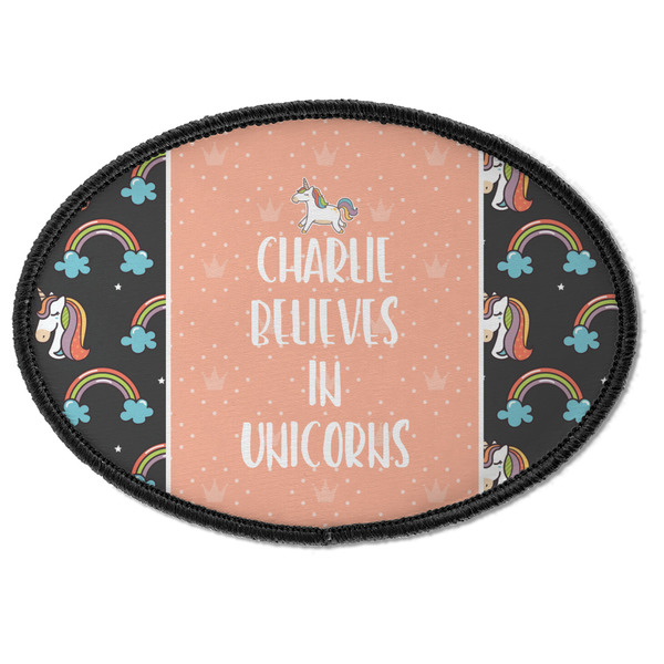 Custom Unicorns Iron On Oval Patch w/ Name or Text