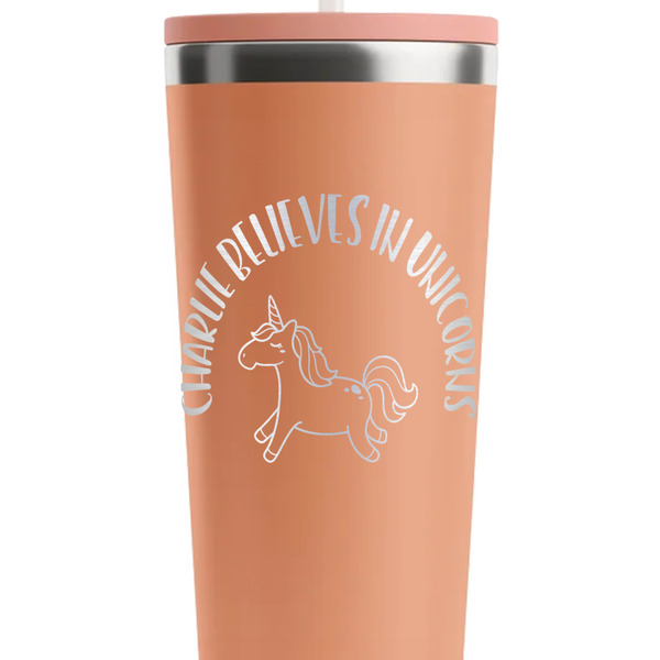Unicorns Peach RTIC Everyday Tumbler - 28 oz. - Close Up