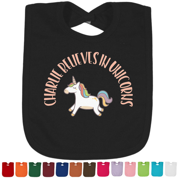 Custom Unicorns Cotton Baby Bib (Personalized)