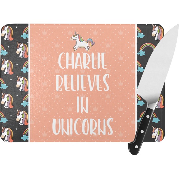 Custom Unicorns Rectangular Glass Cutting Board (Personalized)
